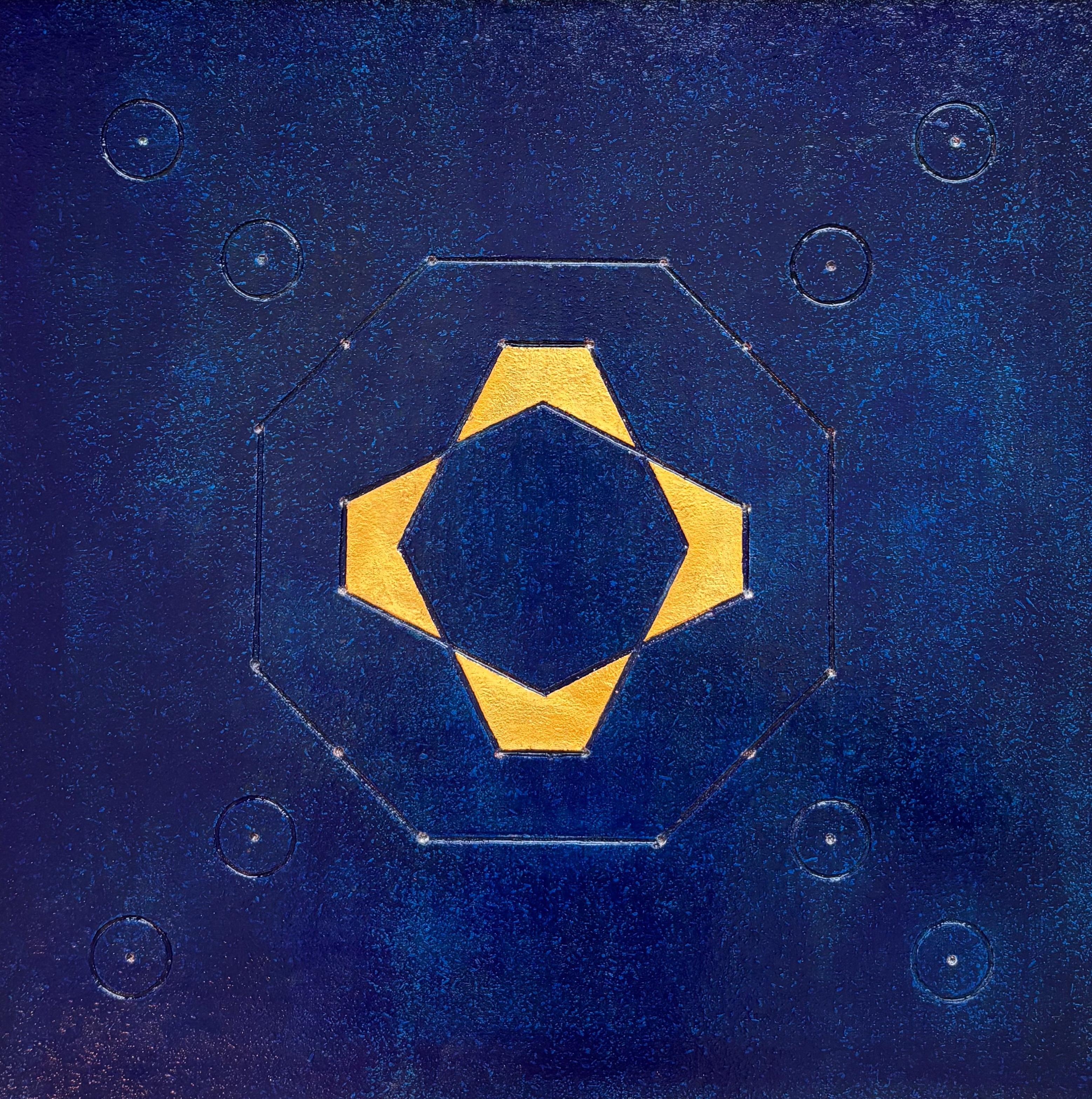 "The Sacred Geometry of Libra" - Acrylic and Gold on Engraved Wood - 40x40cm