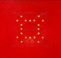 "The Sacred Geometry of Scorpio" - Acrylic and Gold on Engraved Wood - 40x40cm