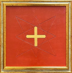 "The Sacred Geometry of Taurus" - Acrylic and Gold on Engraved Wood - 40x40cm