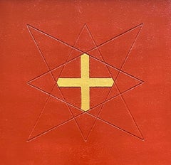 "The Sacred Geometry of Taurus" - Acrylic and Gold on Engraved Wood - 40x40cm