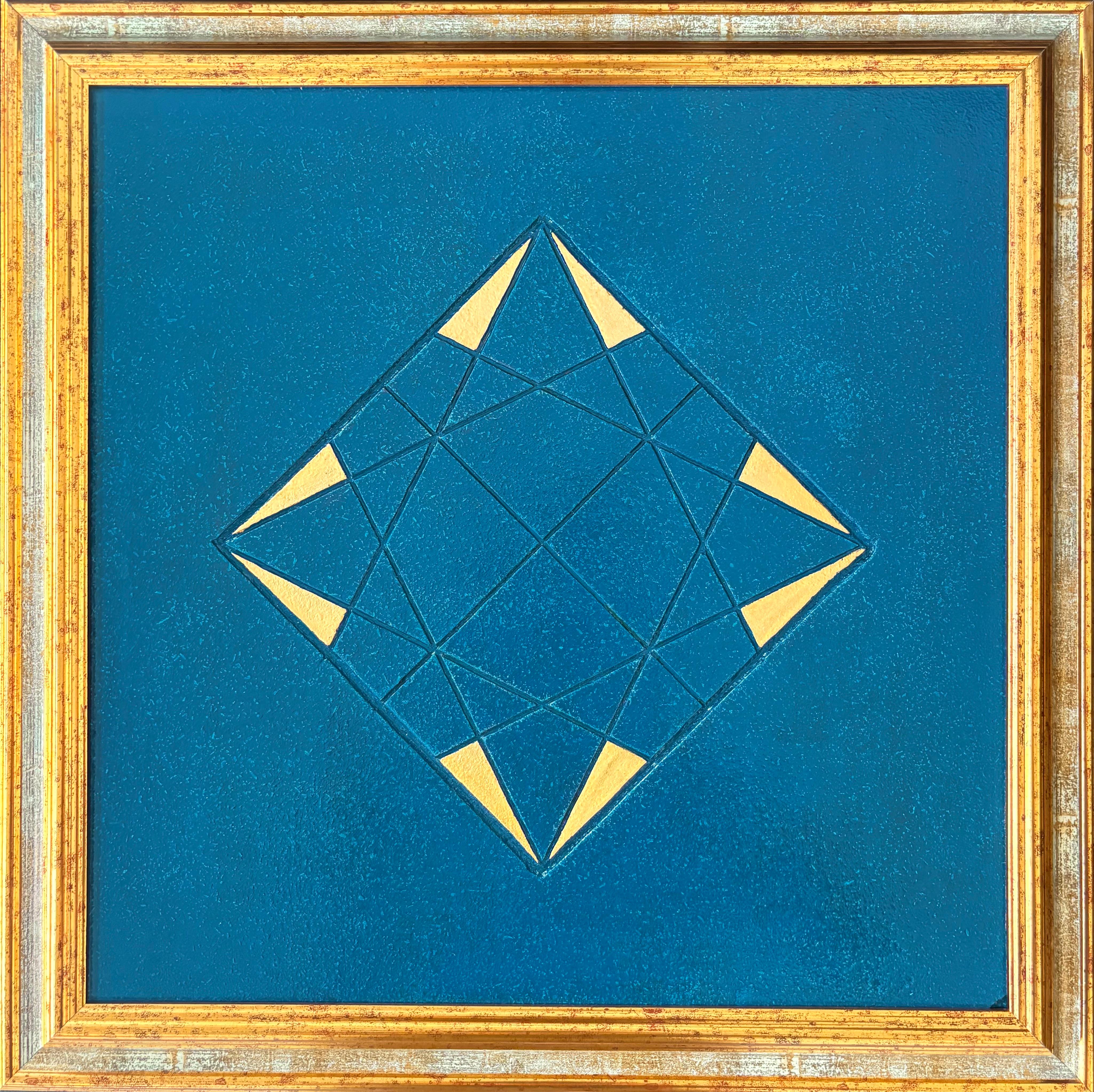 "The Sacred Geometry of Virgo" - Acrylic and Gold on Engraved Wood - 40x40cm