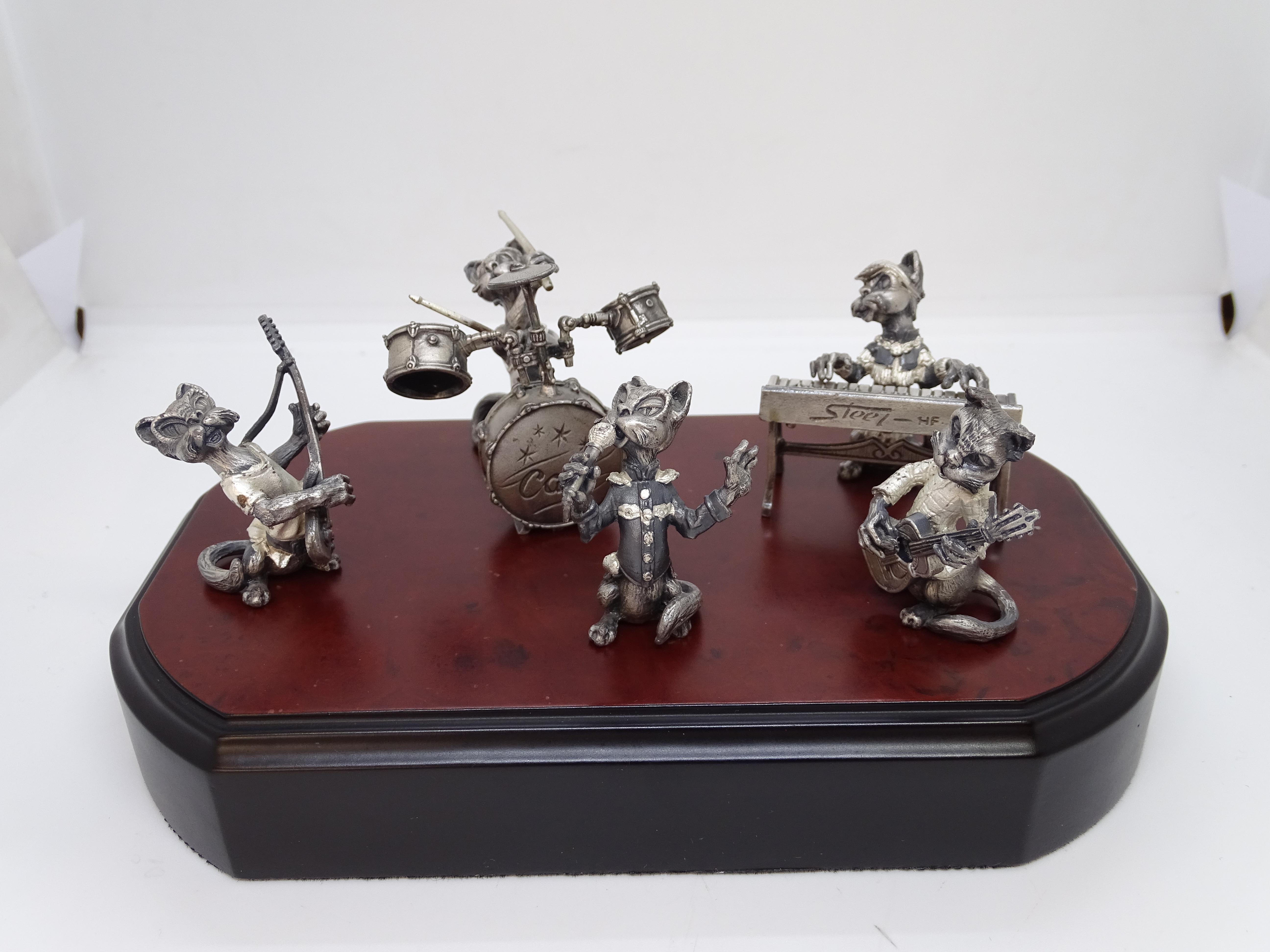 Groupe sculptural de chats musicaux Groupe de chats musicaux, acier, Espagne Aryentis en vente 10