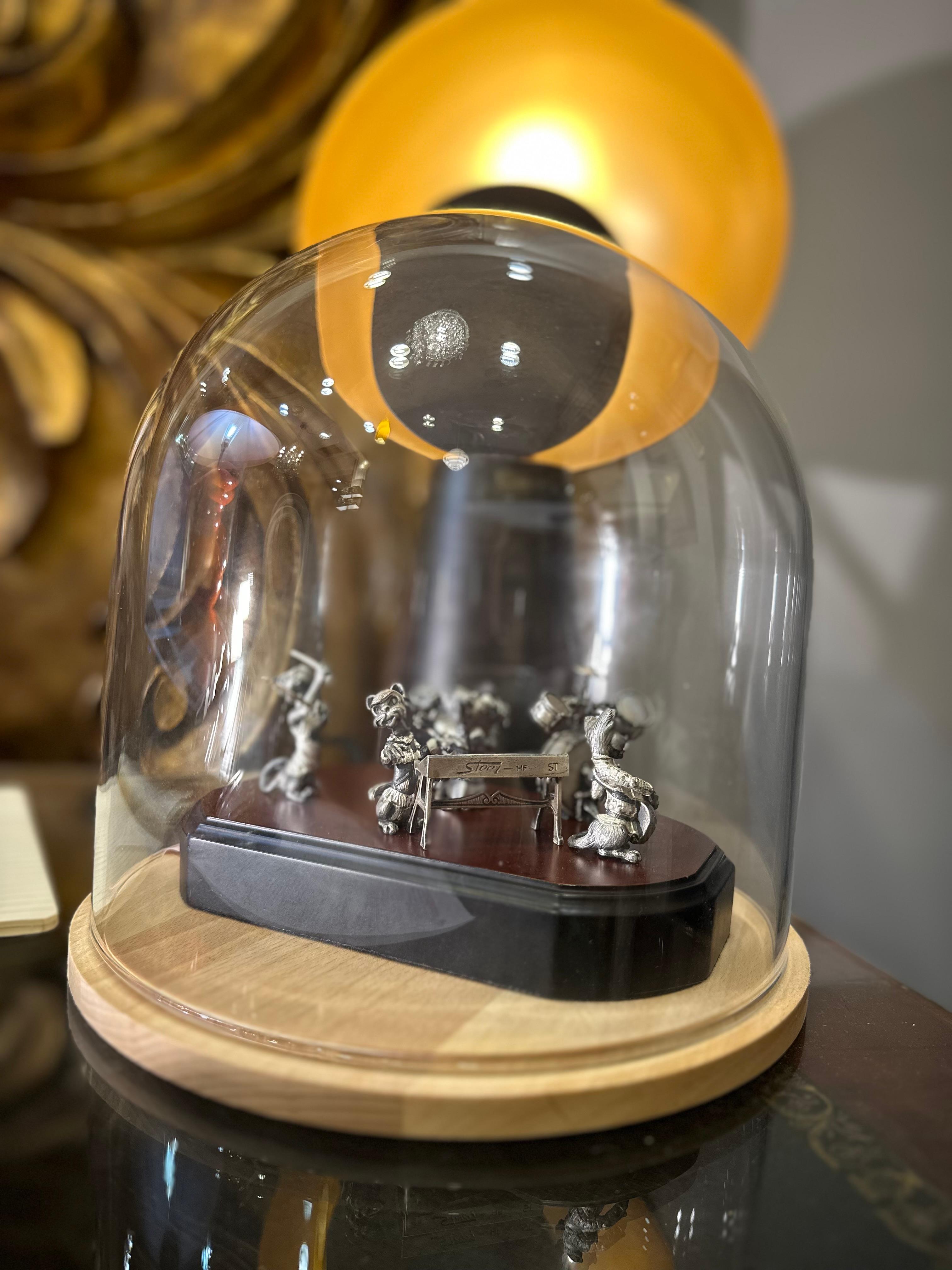 Groupe sculptural de chats musicaux Groupe de chats musicaux, acier, Espagne Aryentis - Noir Figurative Sculpture par ARYENTIS