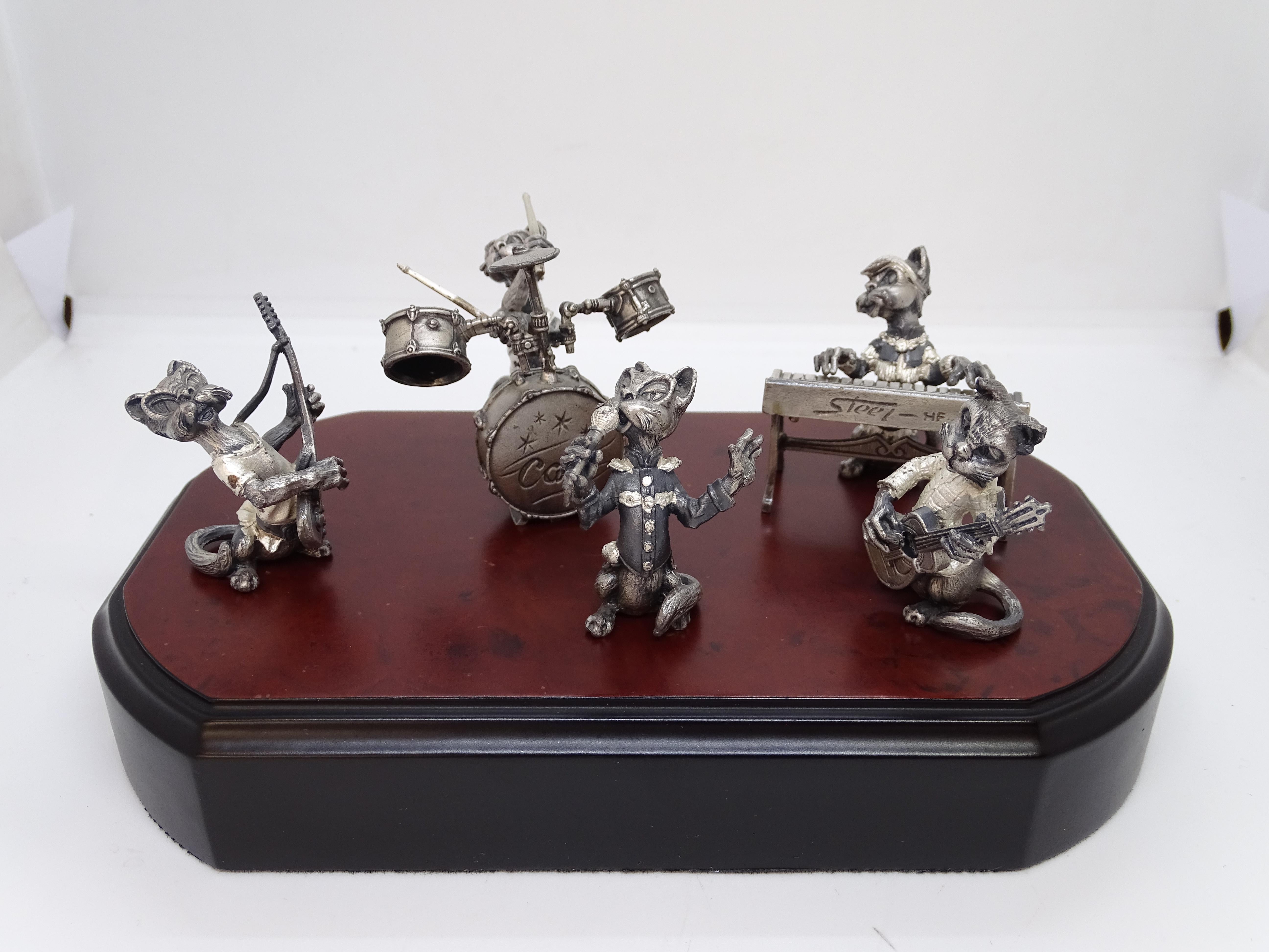 Groupe sculptural de chats musicaux Groupe de chats musicaux, acier, Espagne Aryentis en vente 1