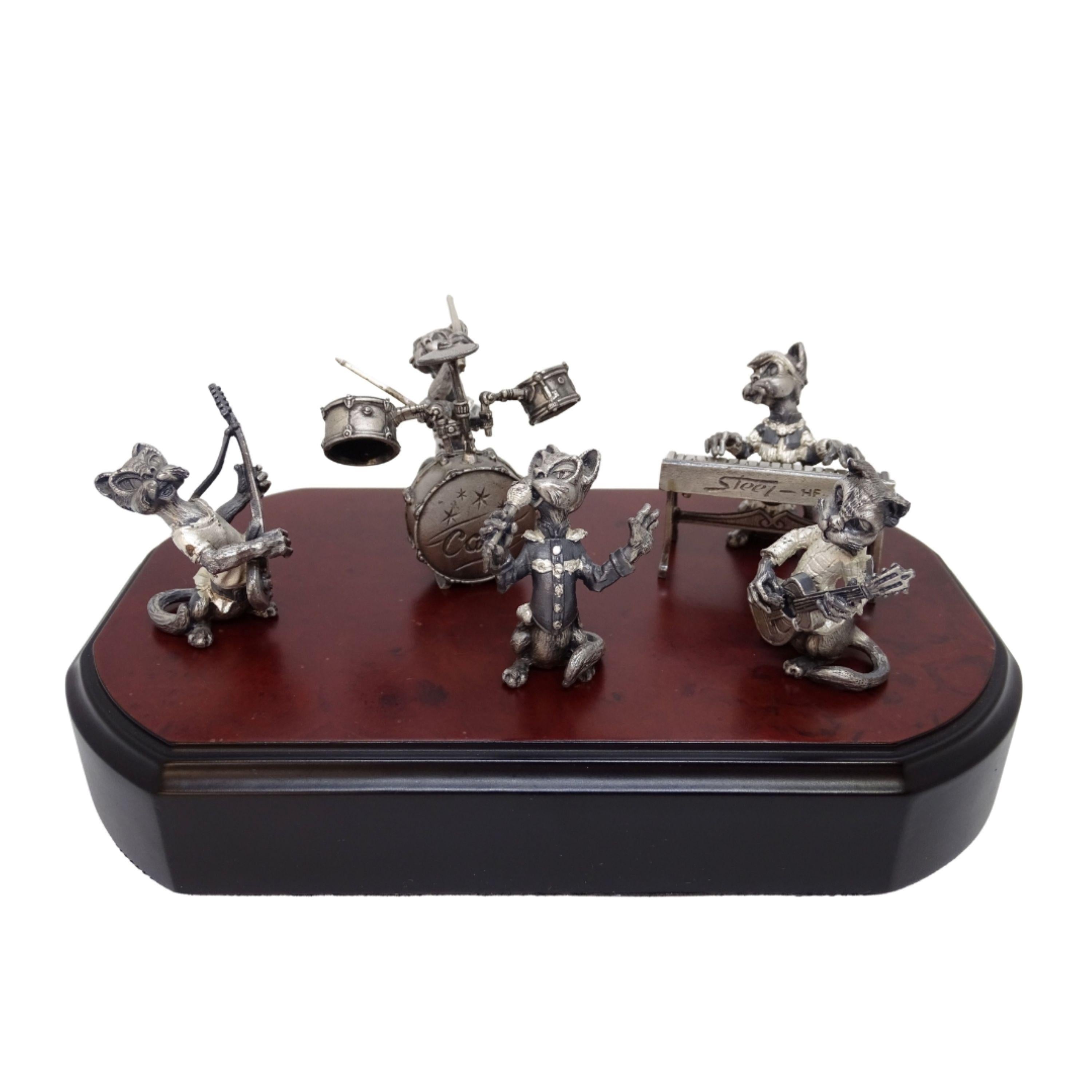 Groupe sculptural de chats musicaux Groupe de chats musicaux, acier, Espagne Aryentis en vente 4