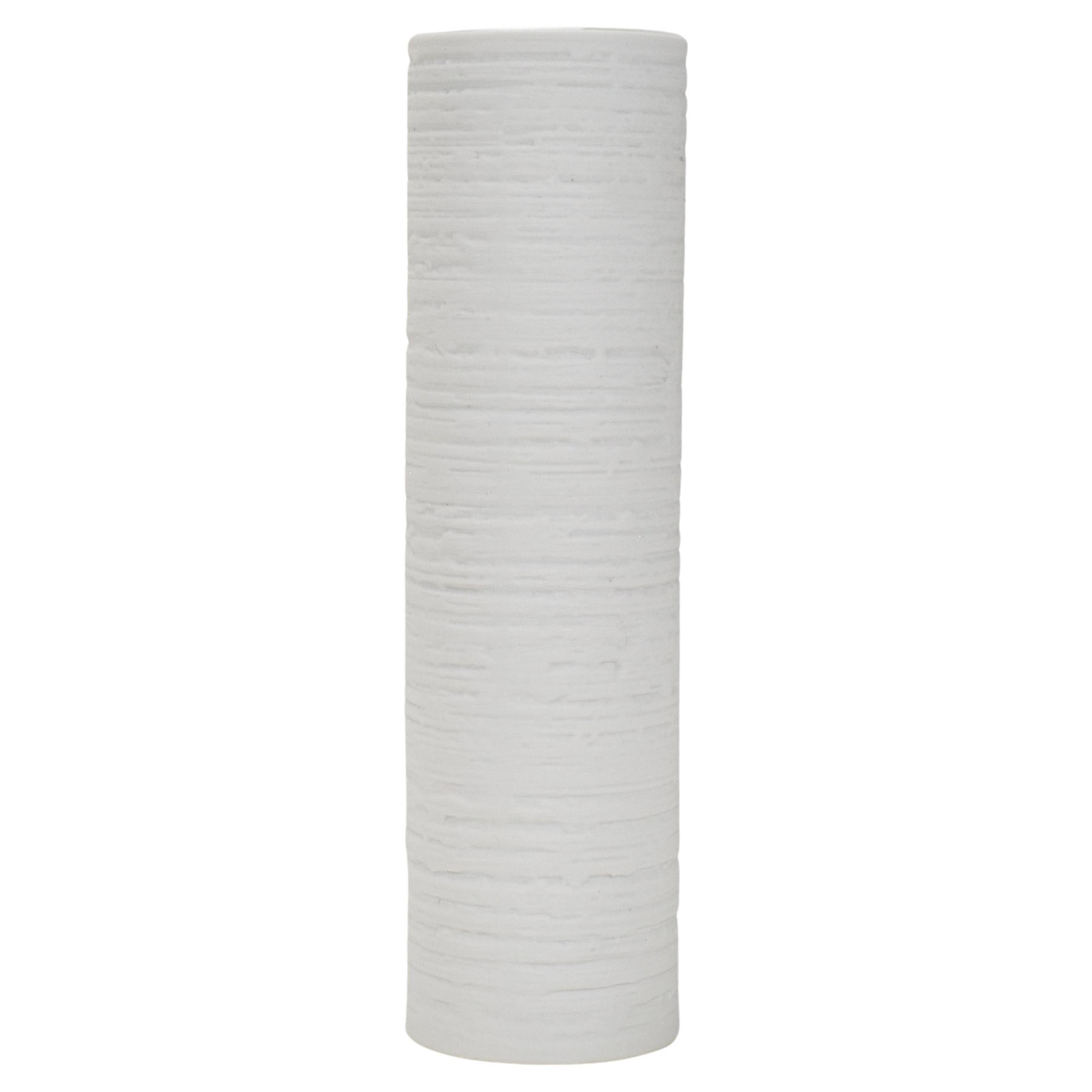 Arzberg Op Art White Bisque Porcelain Vase Concrete Pattern Surface For Sale
