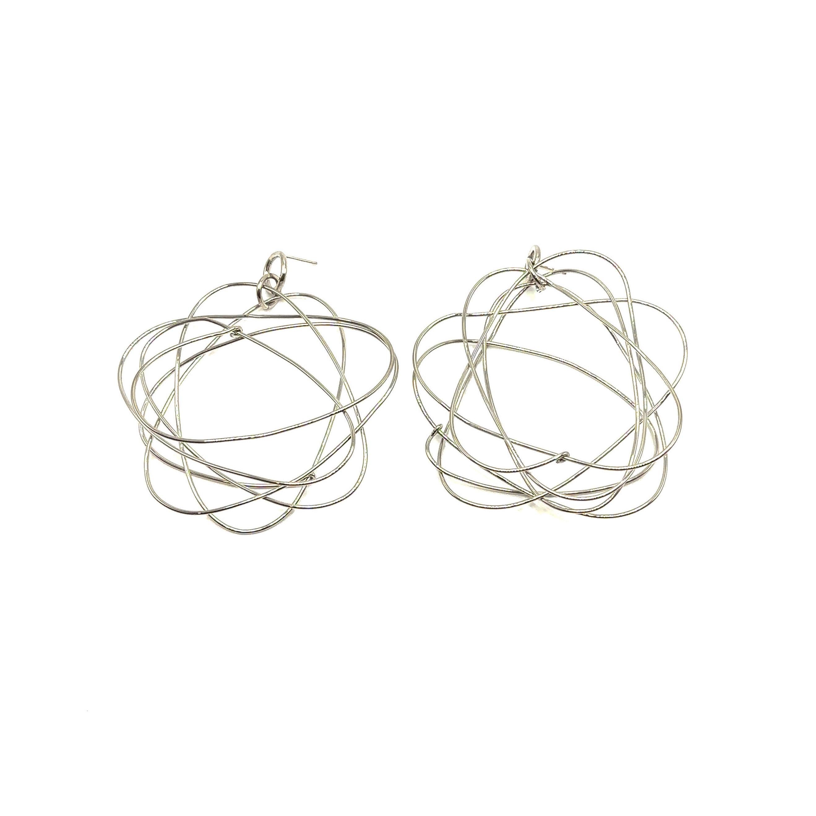 Women's or Men's Astra - Dangle Earrings White Rhodium Plated For Sale