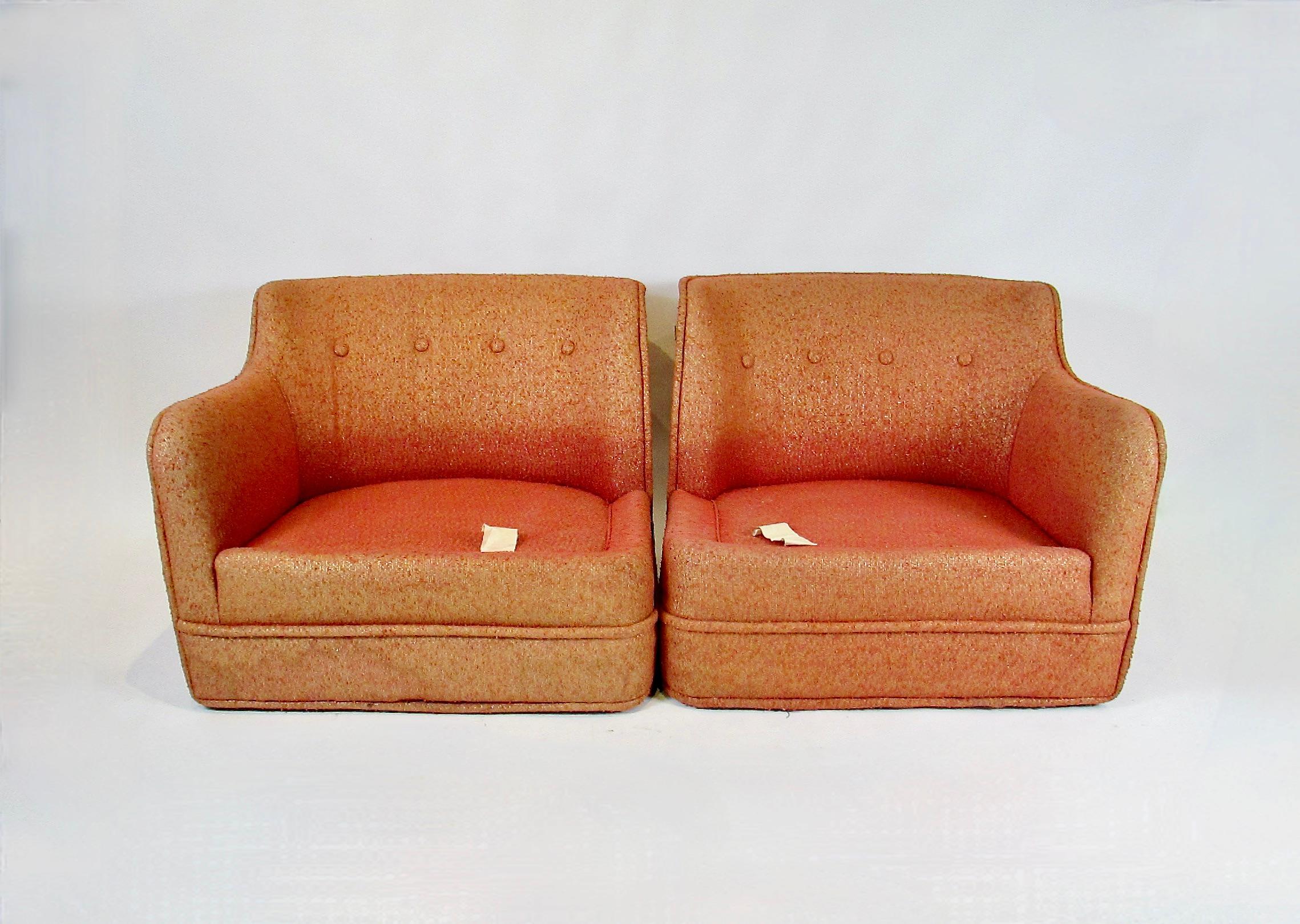As Found Pair of 1940s Hollywood Regency Right and Left chairs or settee (20. Jahrhundert) im Angebot