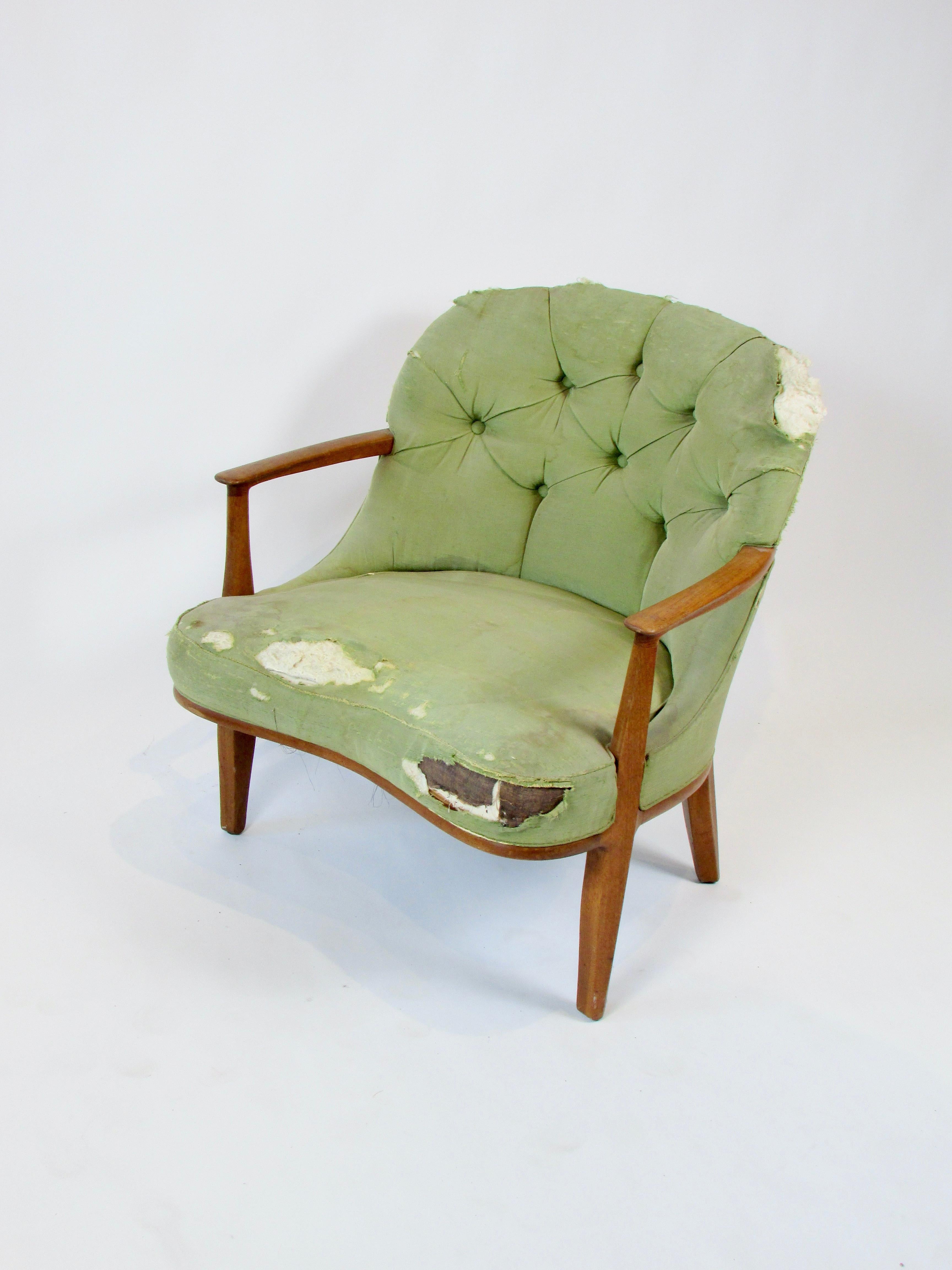American As found  single Edward Wormley Dunbar wood trim Janus chair model 5705
