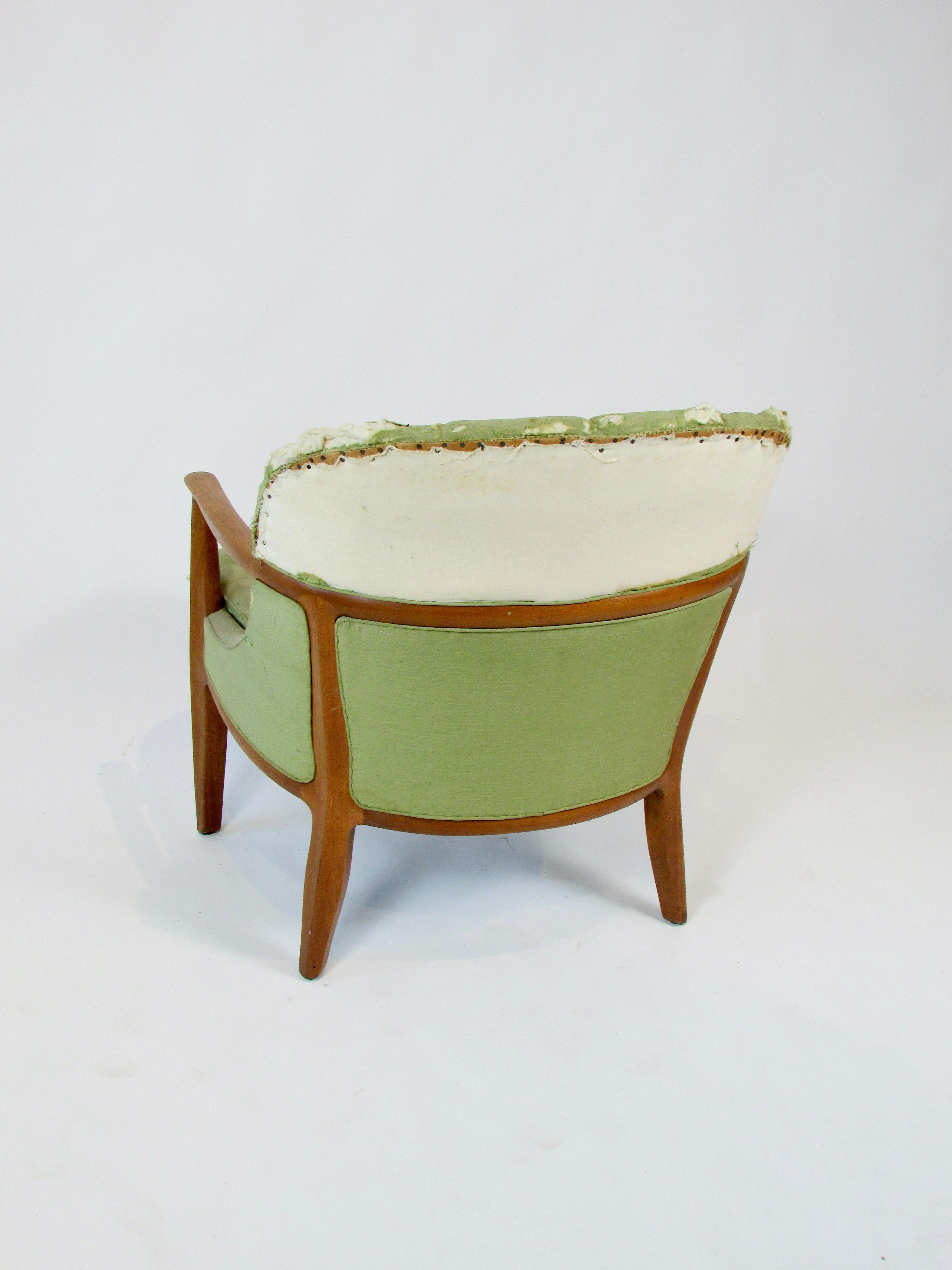Hand-Crafted As found  single Edward Wormley Dunbar wood trim Janus chair model 5705