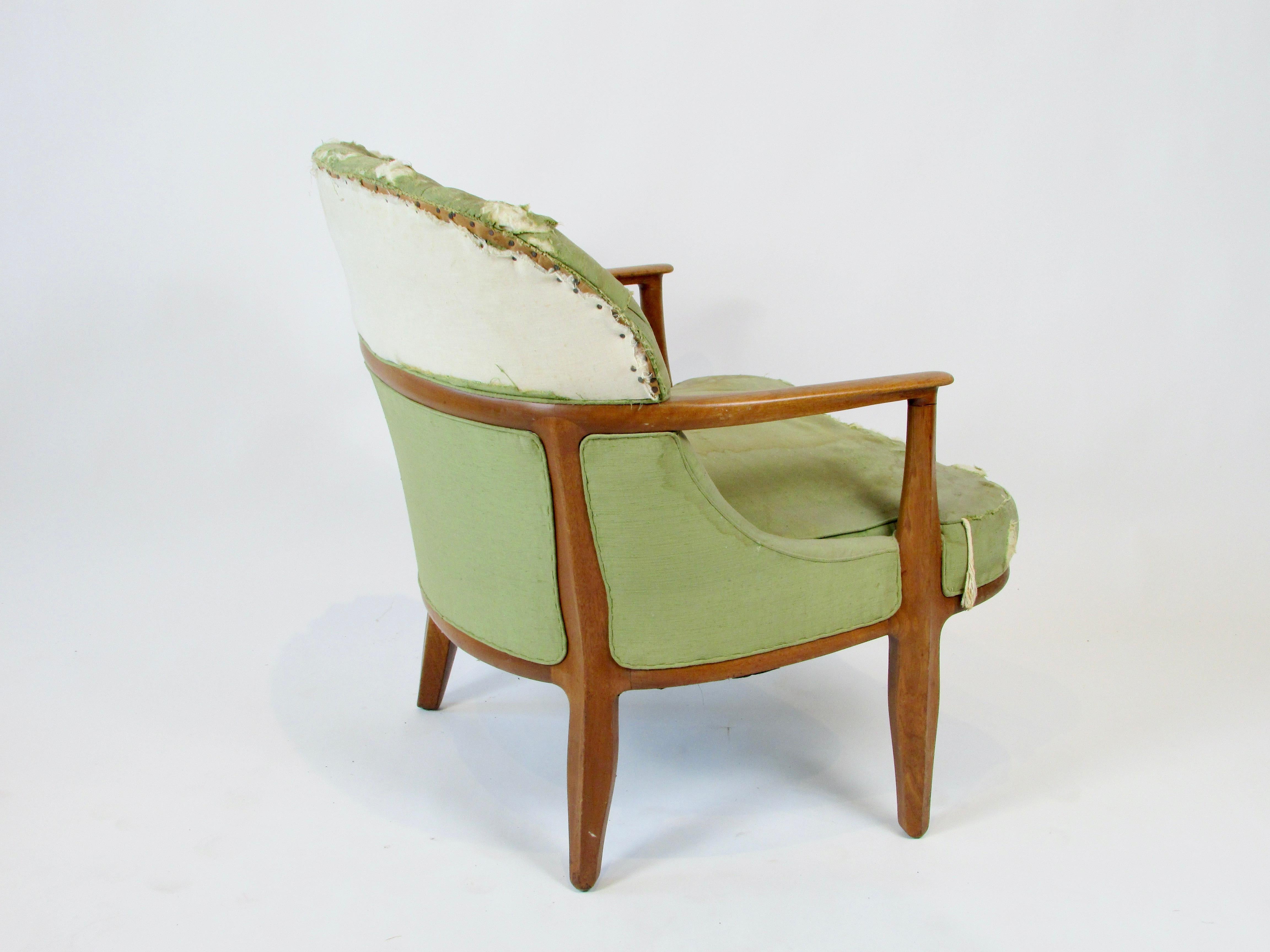 20th Century As found  single Edward Wormley Dunbar wood trim Janus chair model 5705