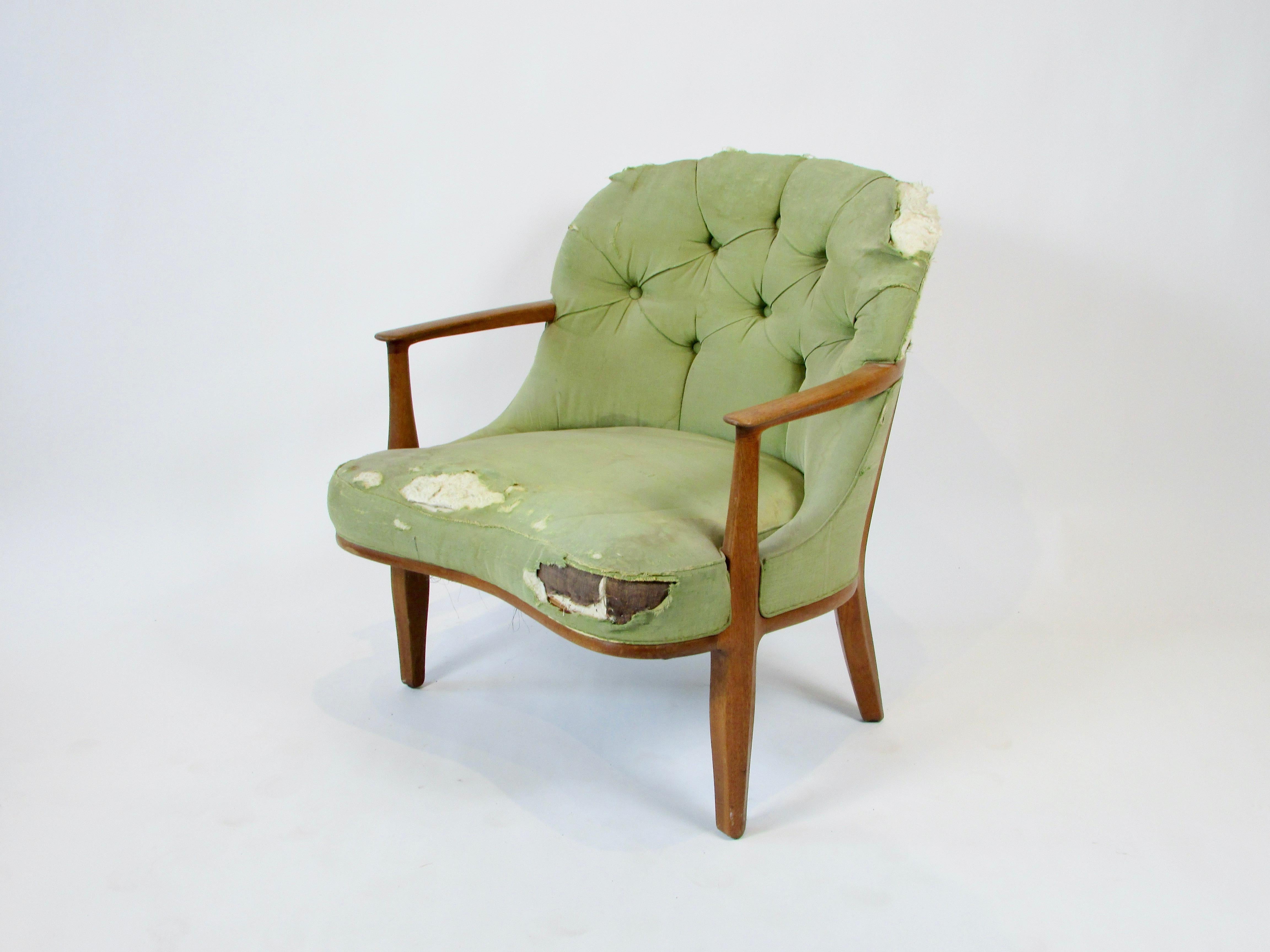 As found  single Edward Wormley Dunbar wood trim Janus chair model 5705 1