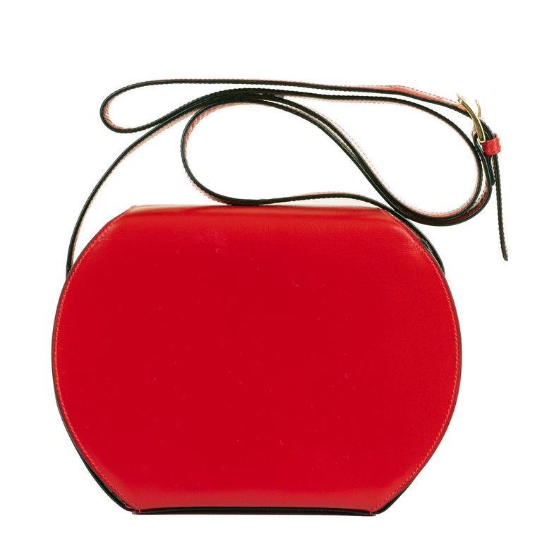 As New Celine of Paris Red Box Leather 'Star' Shoulder Bag with