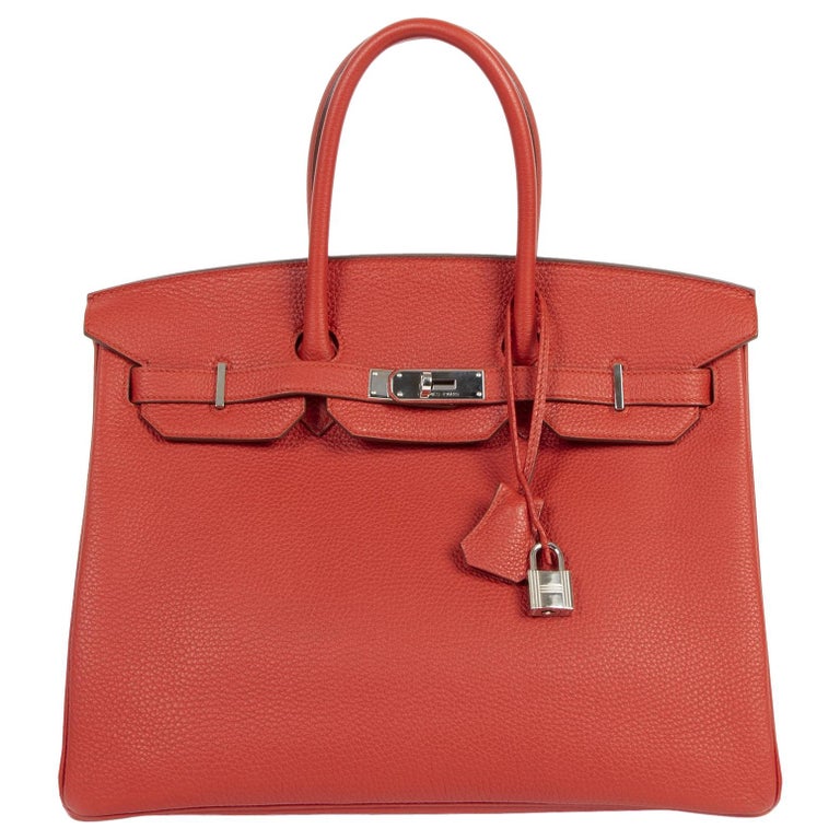 As New Hermes Birkin 35 Togo Rouge Vermillion PHW For Sale at 1stdibs