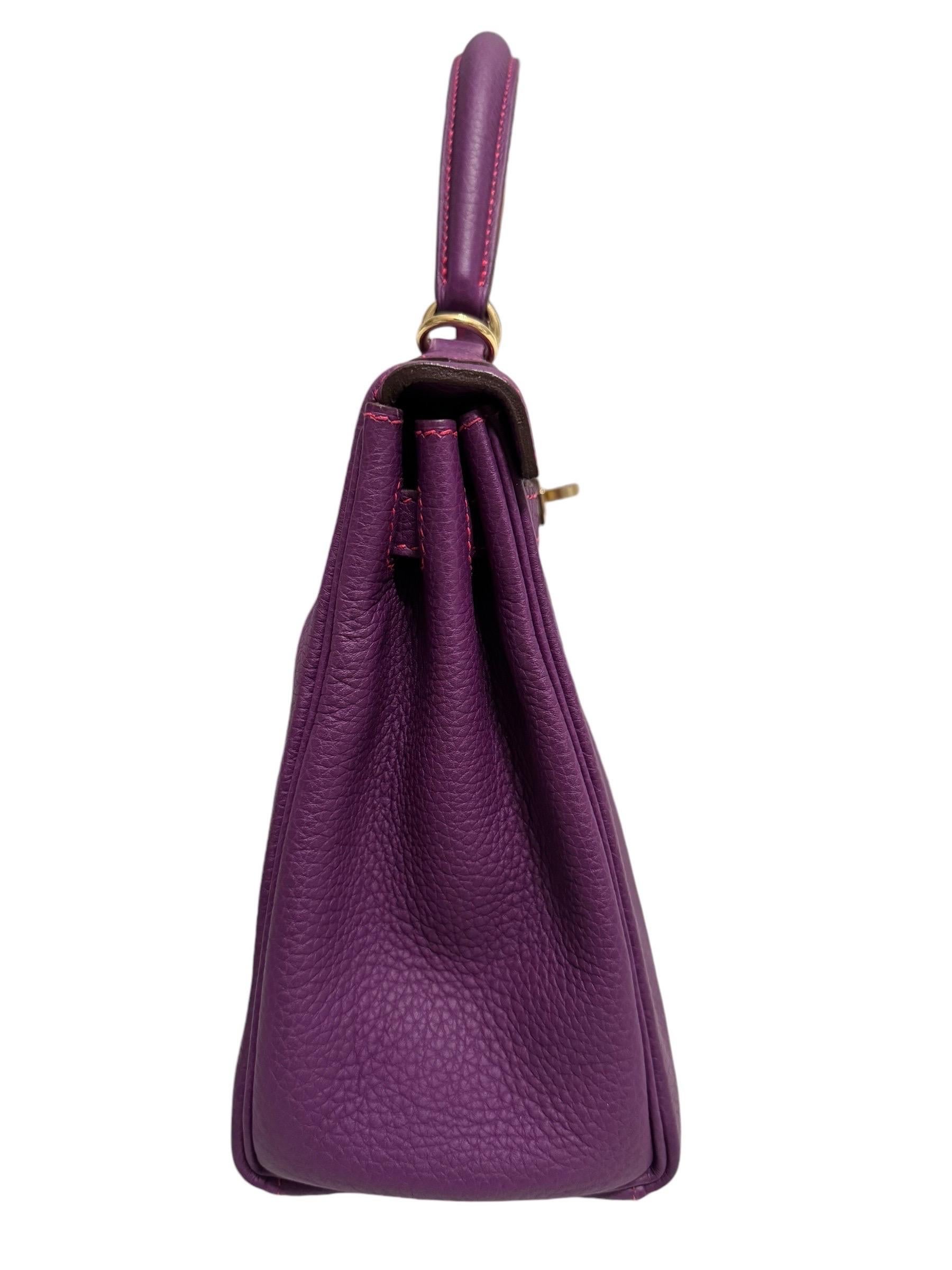 Purple As New RARE  Hermes Kelly 25 Special Order 1 of 1 Anemone Togo Leather For Sale