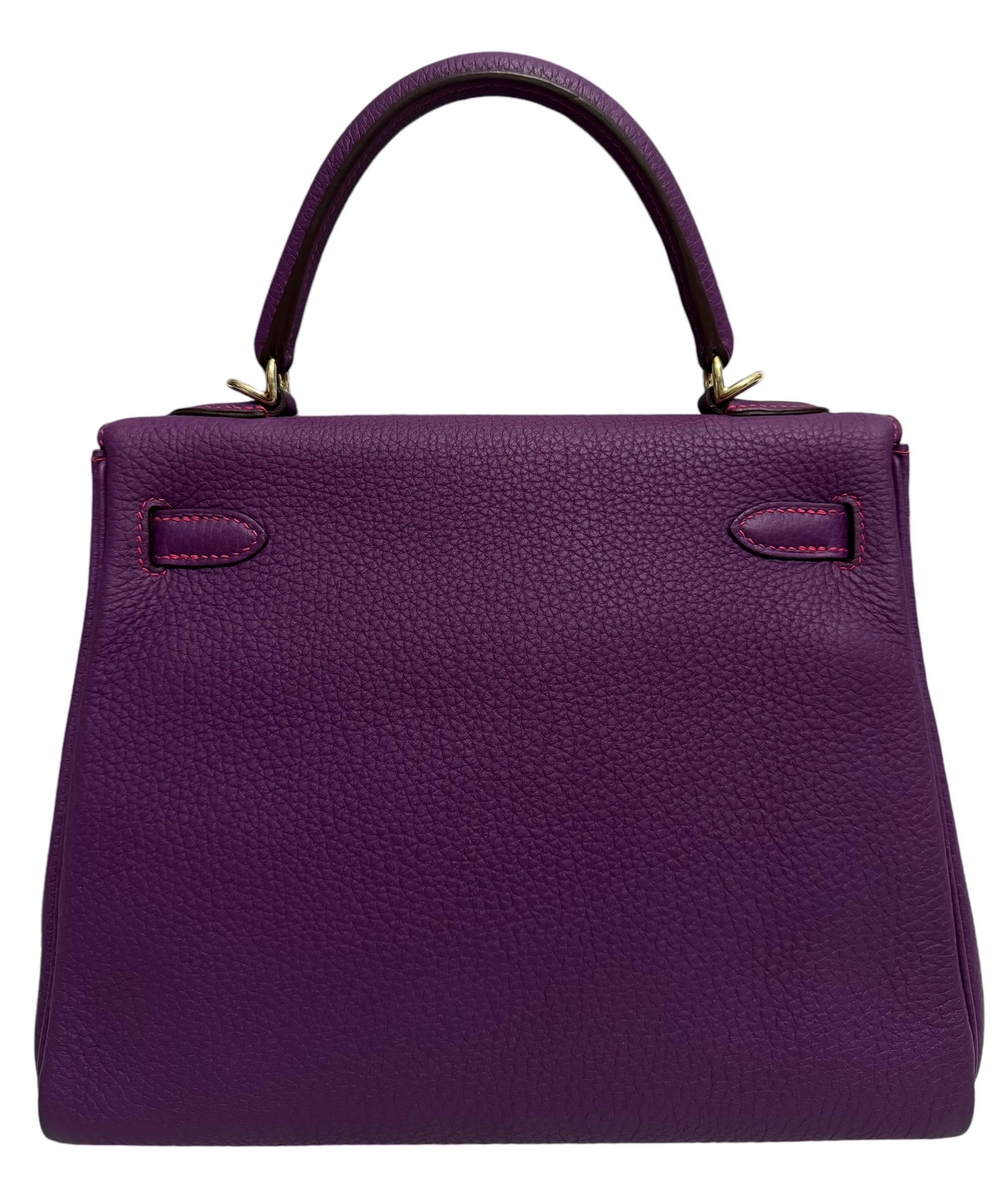 Women's or Men's As New RARE  Hermes Kelly 25 Special Order 1 of 1 Anemone Togo Leather For Sale