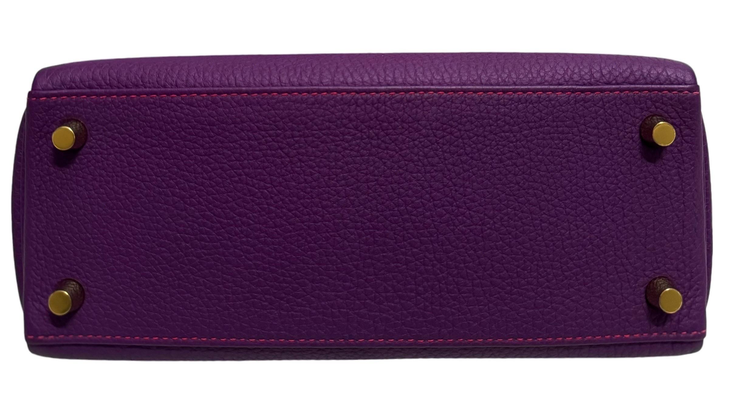 As New RARE  Hermes Kelly 25 Special Order 1 of 1 Anemone Togo Leather For Sale 2