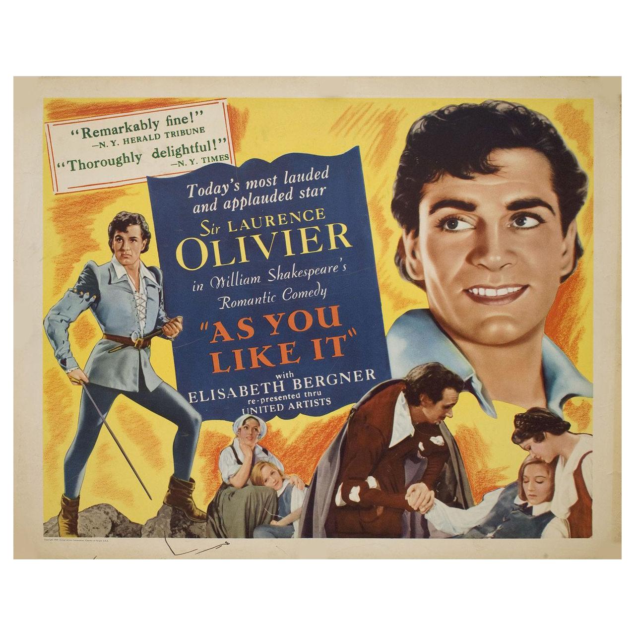 as You like It R1949 U.S. Half Sheet Film Poster For Sale