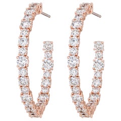 AS29 18 Karat Pink Gold Round Diamond Small Hoop Earrings