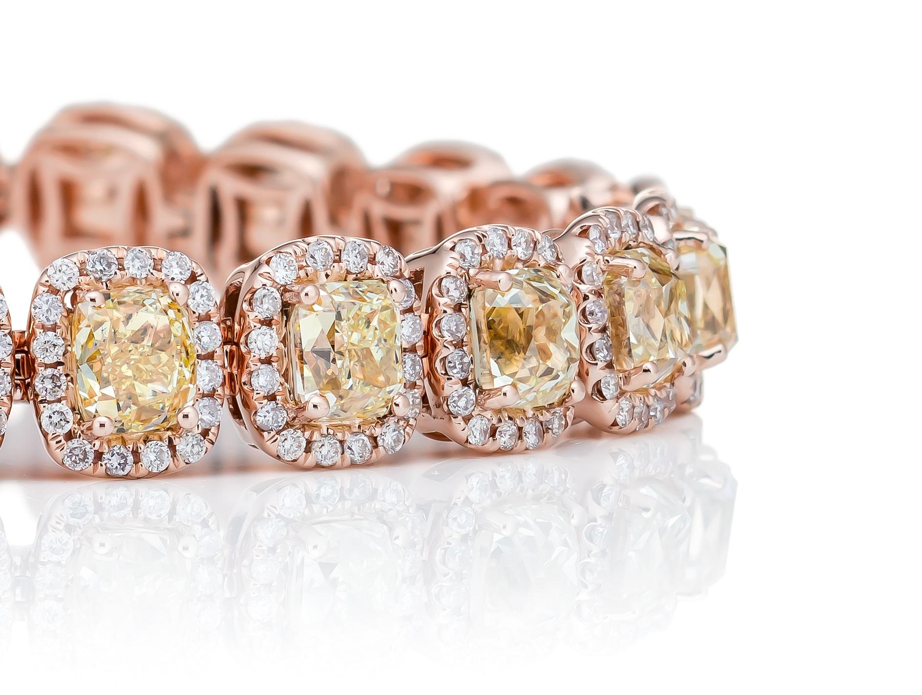 AS29 by Audrey Savransky
18kt pink and yellow gold with natural fancy light to yellow & white diamond bracelet.

Life isn't perfect but your jewellery can be! Crafted from 18kt pink and yellow gold, this diamond bracelet from AS29 can be love at