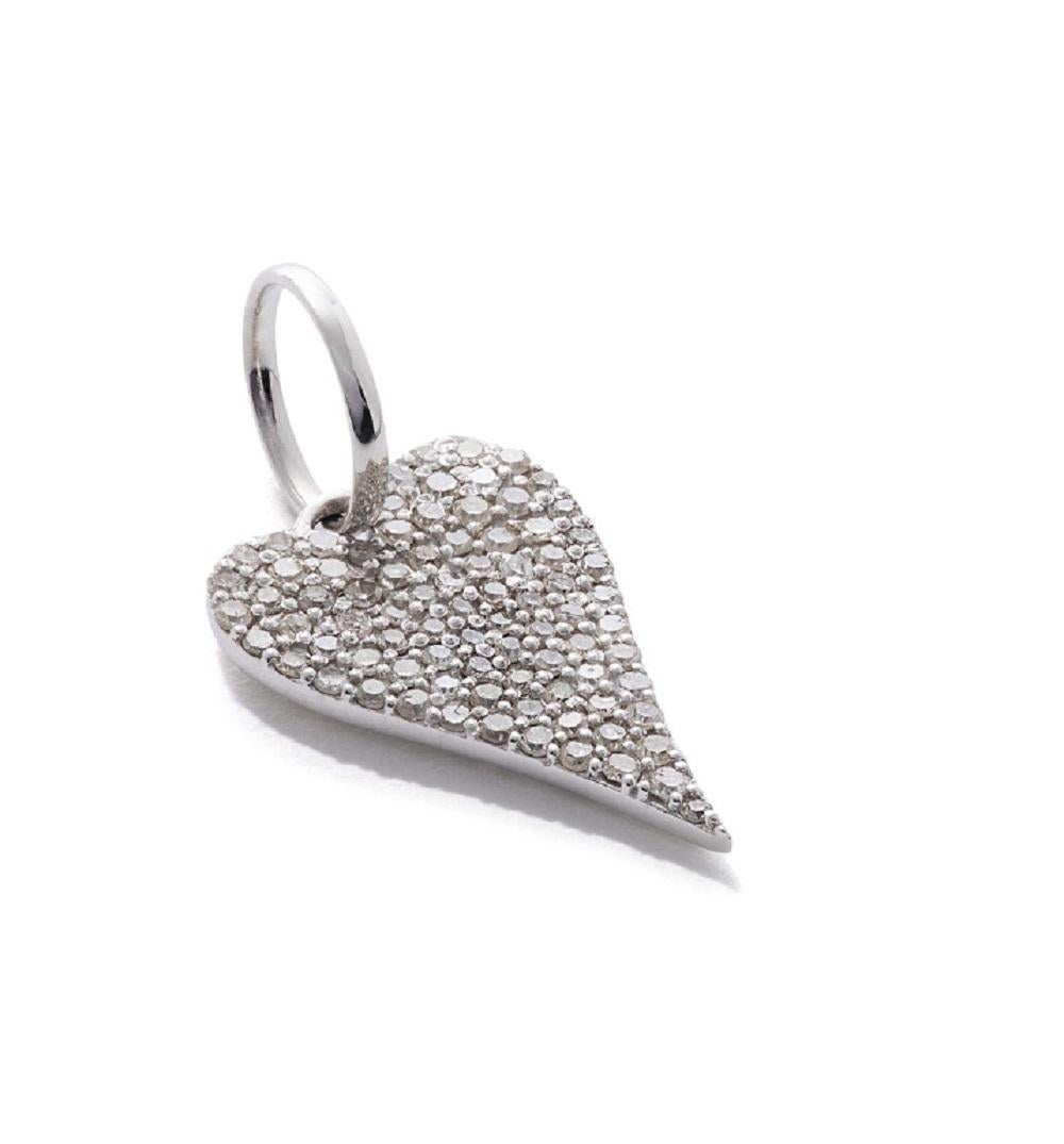 Round Cut AS29 18 Karat White Gold Pave Diamond Heart Pendant