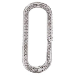 AS29 18 Karat White Gold Pave Diamond Oval Carabiner