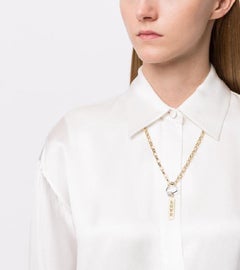 AS29 18 Karat Yellow Gold Pave Diamond Love Vertical Tag Pendant