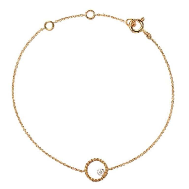 AS29 18 Karat Yellow Gold Round Beading Diamond Bracelet For Sale at ...