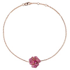 AS29 Bloom Mini Flower Bracelet with Dark Pink Sapphires
