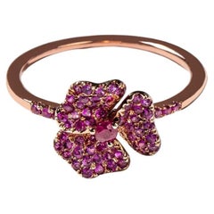 AS29 Bloom Mini Flower Ring with Dark Pink Sapphires
