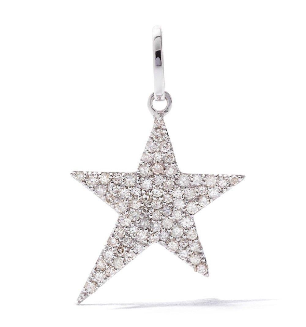 Round Cut AS29, Diamond Lock and Pave Star with Chunky Links Chain in 18K White Gold For Sale