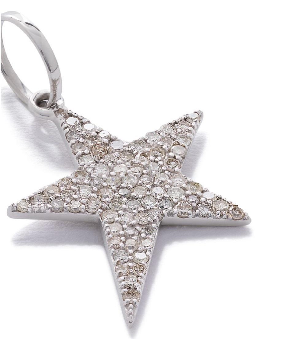 AS29, Diamond Lock and Pave Star with Chunky Links Chain in 18K White Gold In New Condition For Sale In Hong Kong, HK