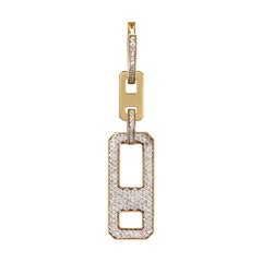 AS29 DNA Pave Diamond Long Single Earring in 18k Yellow Gold