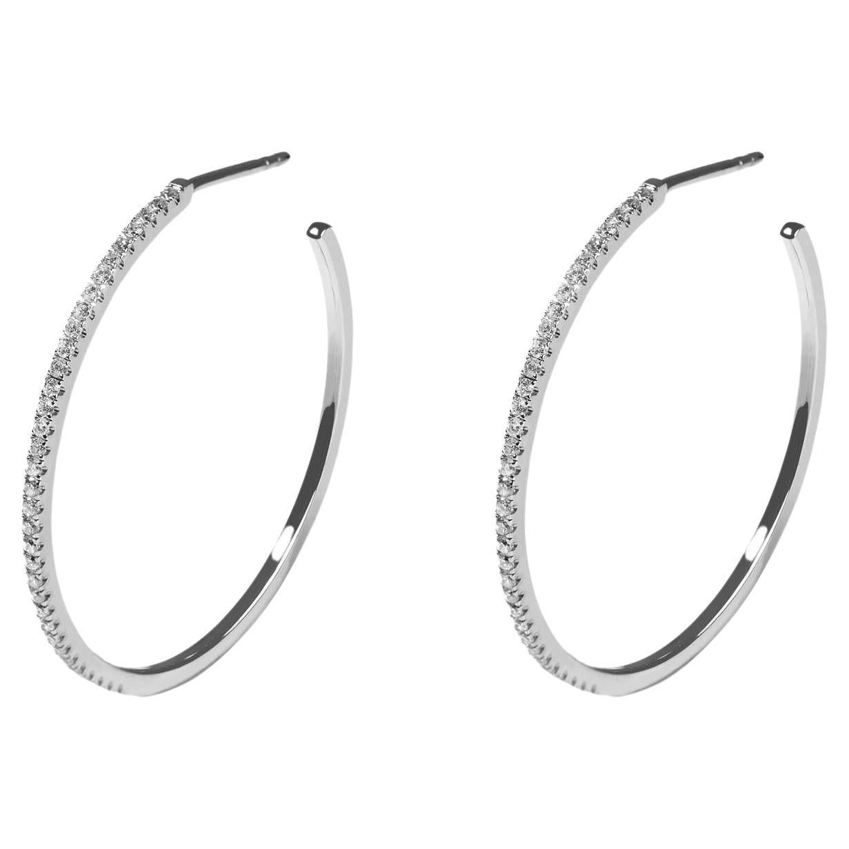 AS29 18 Karat White Gold Double Shape Diamond Large Hoop Earrings at