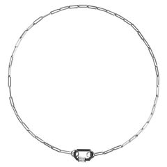 AS29 Small Diamond Lock Necklace in 18k Black Gold