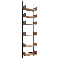 AS4 modular wall unit 22" wide bookshelf: solid white oak and blackened steel