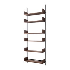 AS4 modular wall unit 32" wide bookshelf in solid walnut and blackened steel