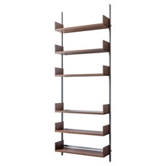 AS4 modular wall unit 32" wide bookshelf in solid walnut and cold-rolled steel
