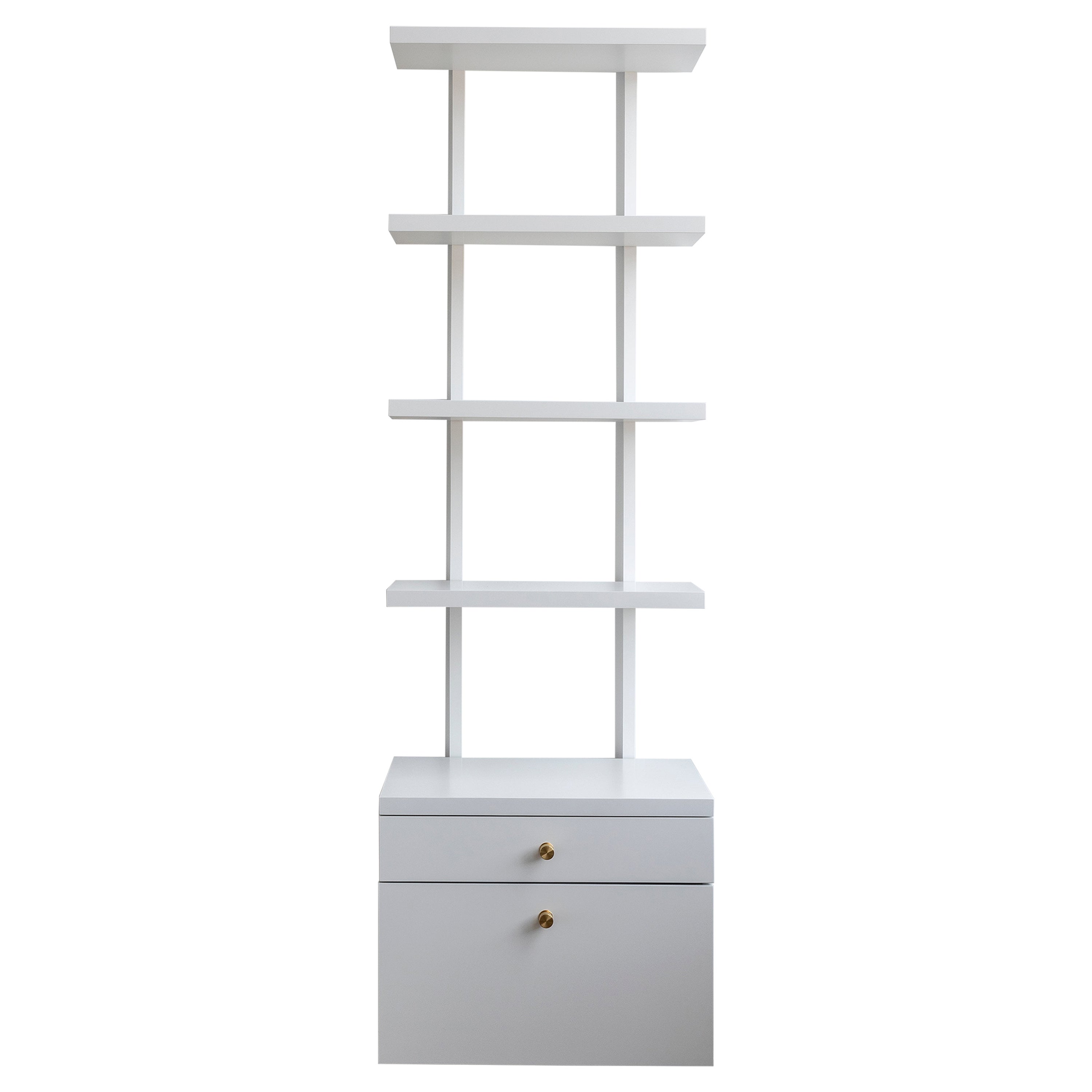 Pensile AS6 largo 24" con scaffali e cassetti in laccato bianco