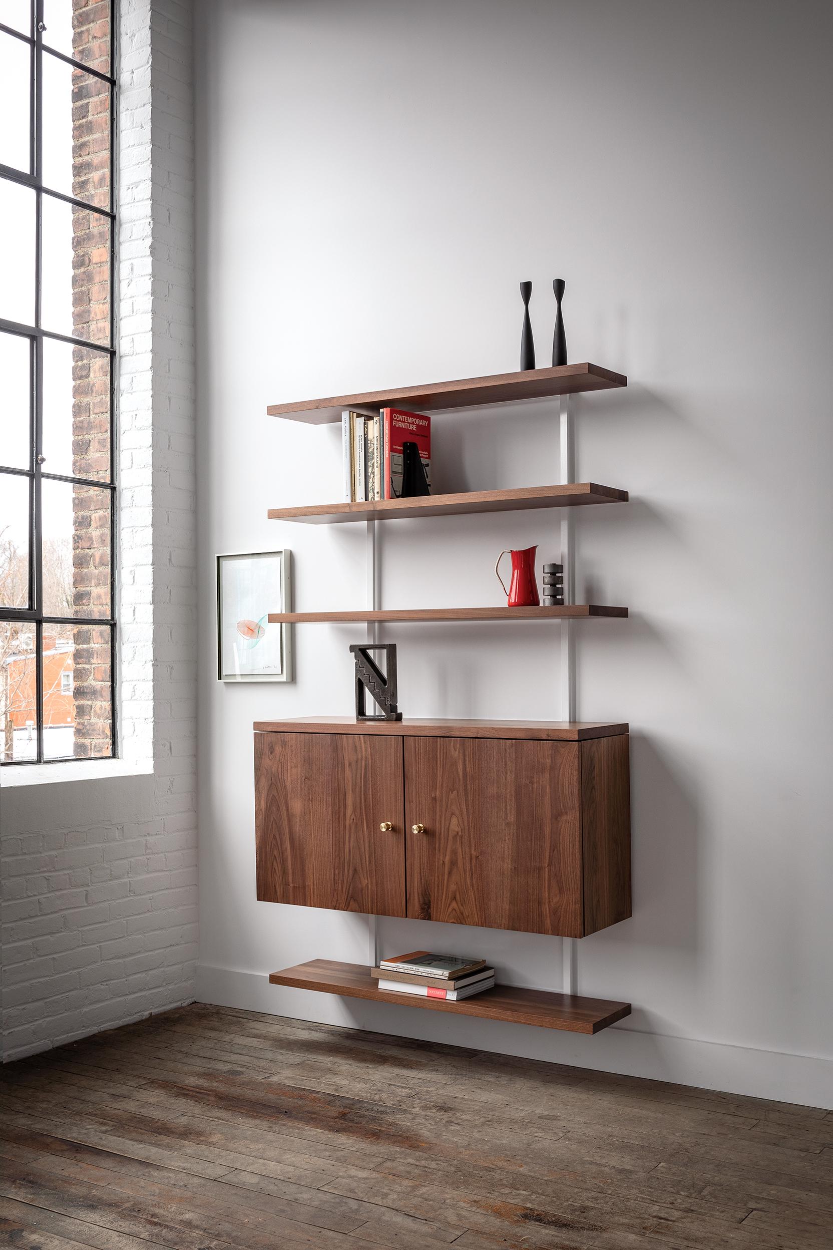 More than just a shelving system, the AS6 wall unit is a design tool for creating wall mounted furniture distilled to the essentials of line, plane and form. We encourage the unconstrained combination and configuration of these elements to elegantly