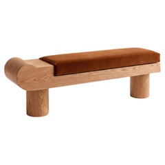 Asa Bench – Sculptural Oak Bench with Kravet Upholstery
