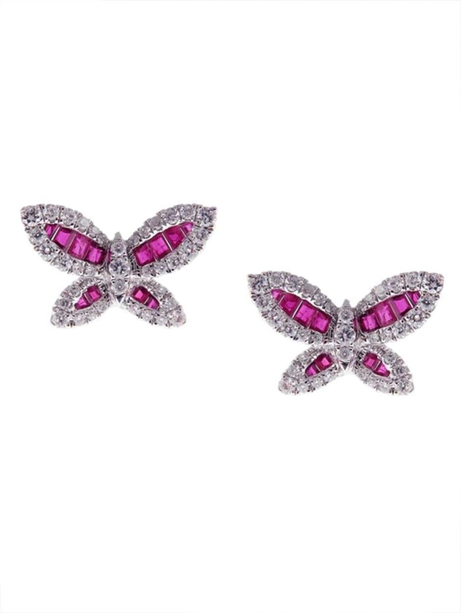Modern Asa Butterfly Ruby Earring For Sale