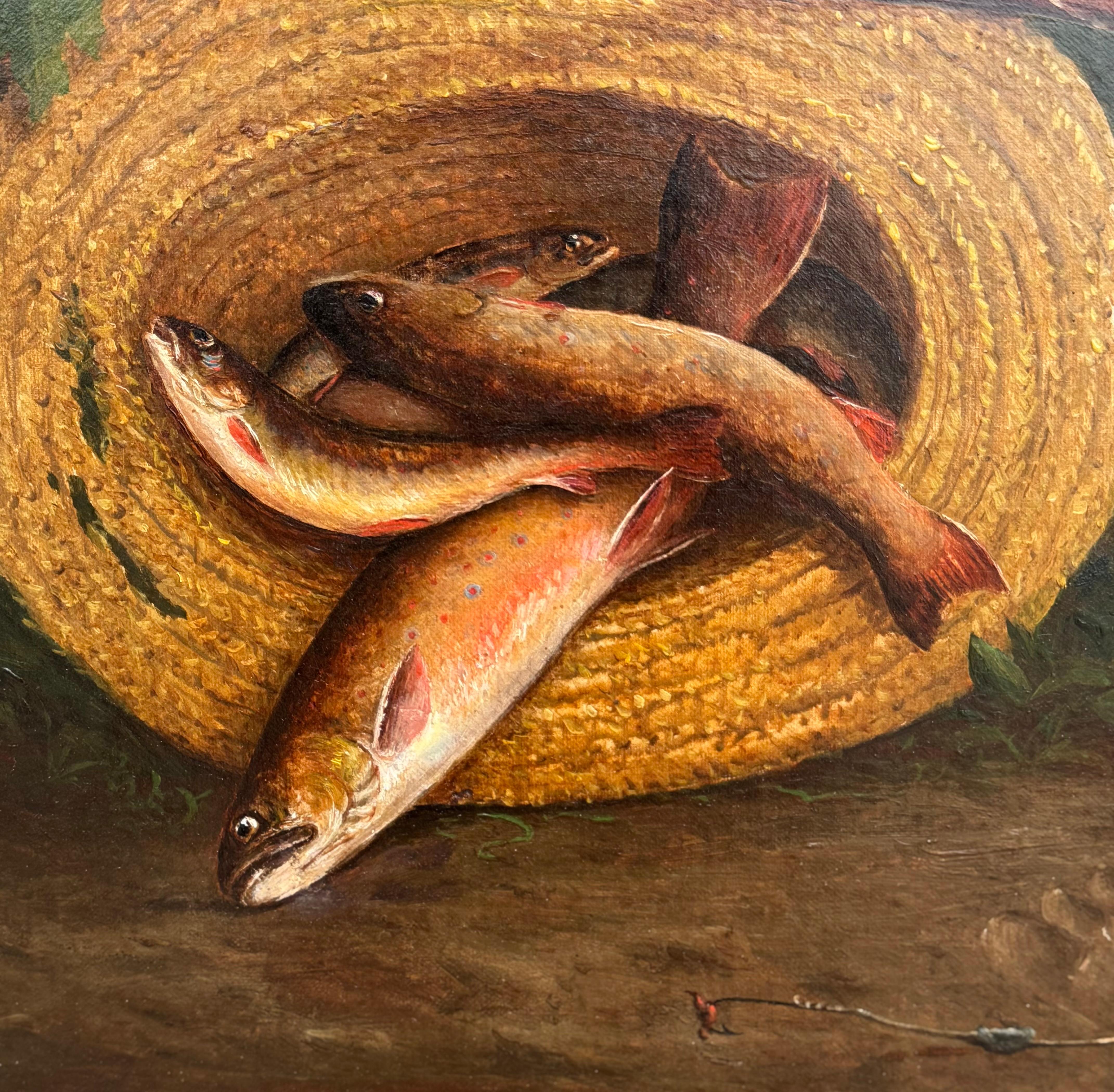Antique poteau de pêche réaliste Sporting Art Realist Southern Trout en vente 1