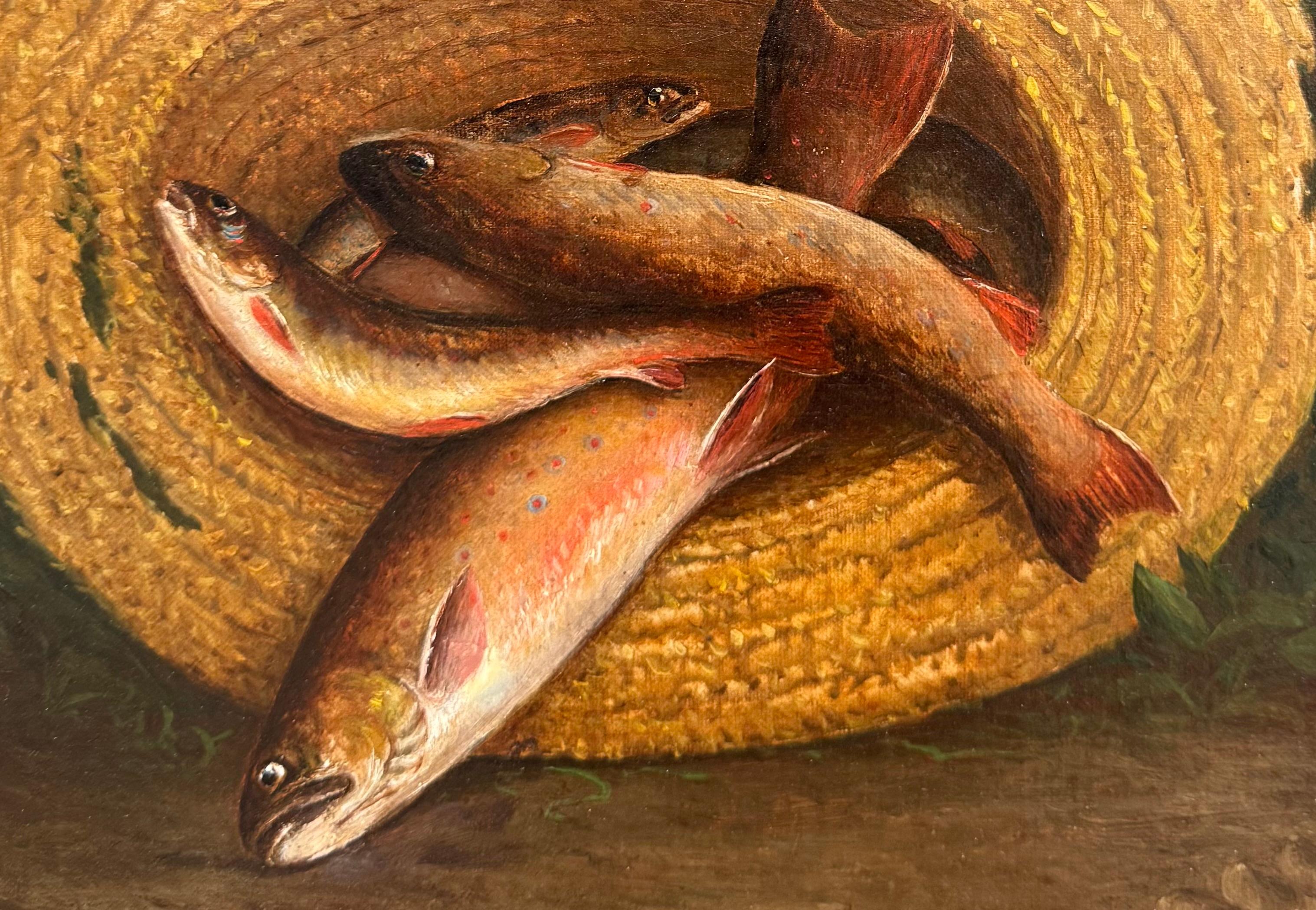 Antique poteau de pêche réaliste Sporting Art Realist Southern Trout en vente 2