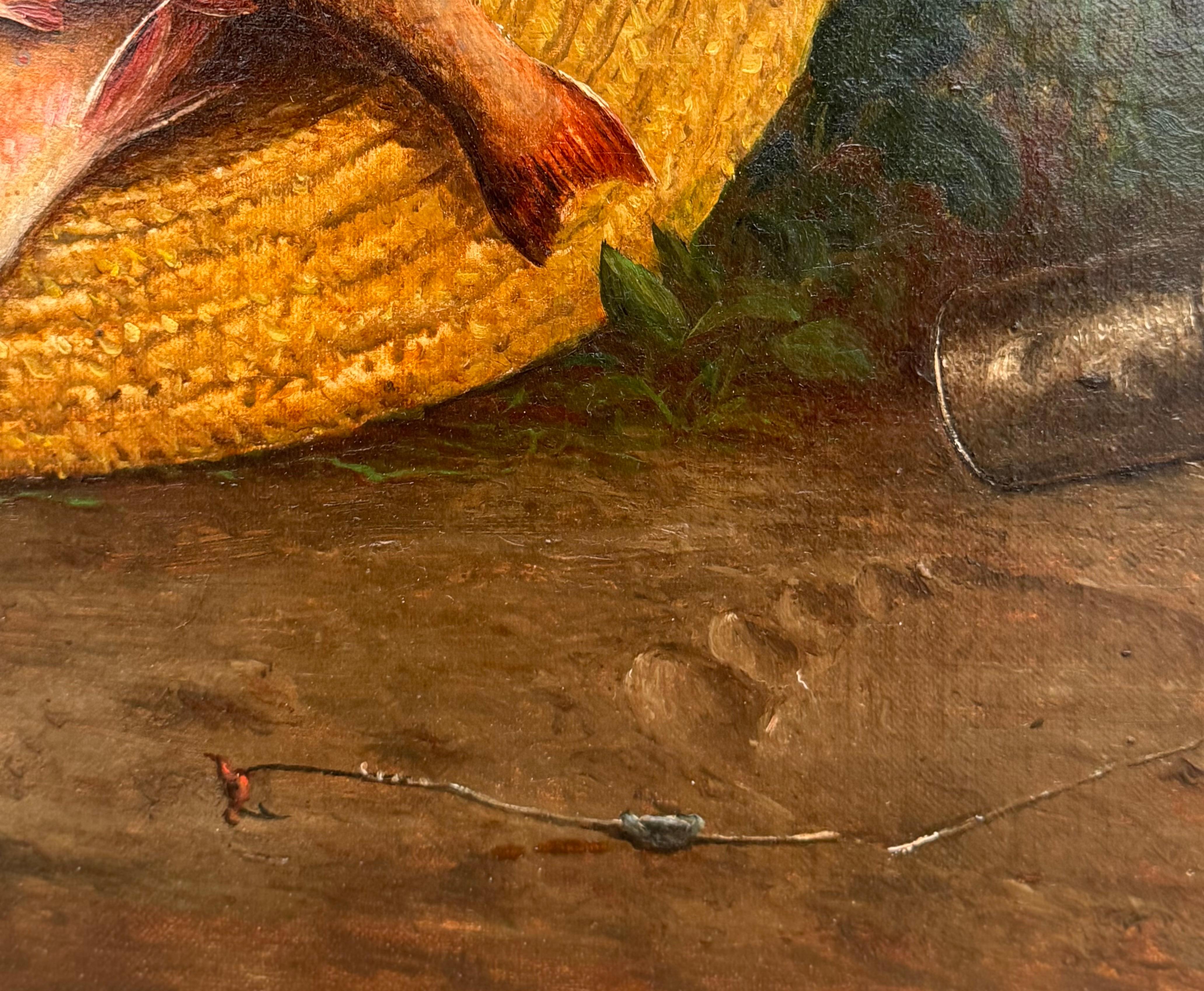 Antique poteau de pêche réaliste Sporting Art Realist Southern Trout en vente 3
