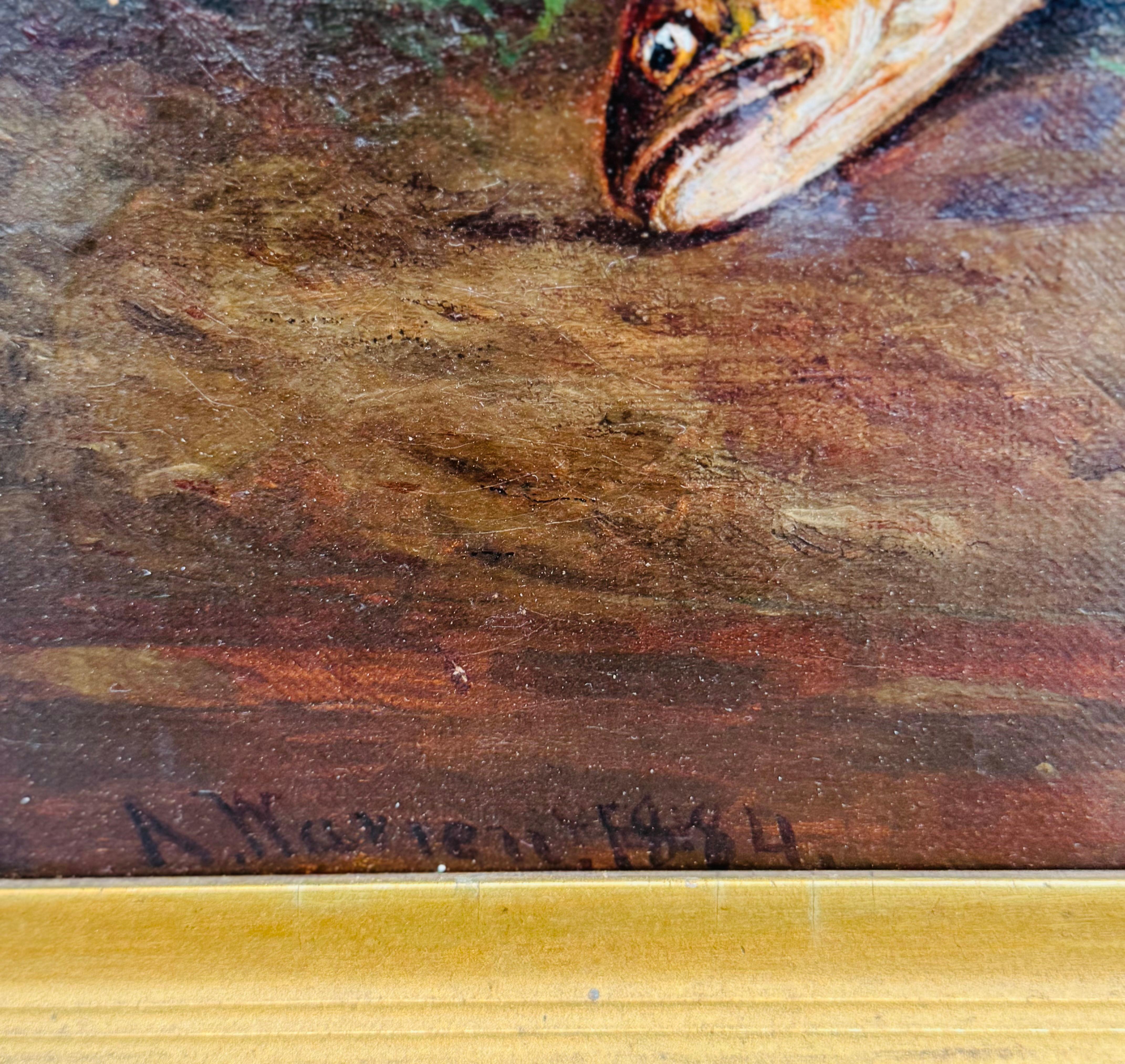 Antique poteau de pêche réaliste Sporting Art Realist Southern Trout en vente 4