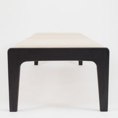 Asa Pingree Upholstered Lapwing Bench in Ebonized Oak