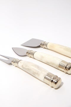 ASADO Cutlery Sheese Set with Box, Polished Horn & Alpaca Silver
