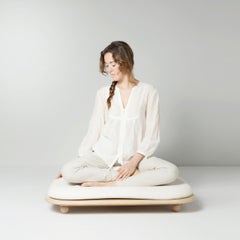 ASANA Ground Chair, Neutral Cotton, Copper Frame and Wooden Base by Mario Milana