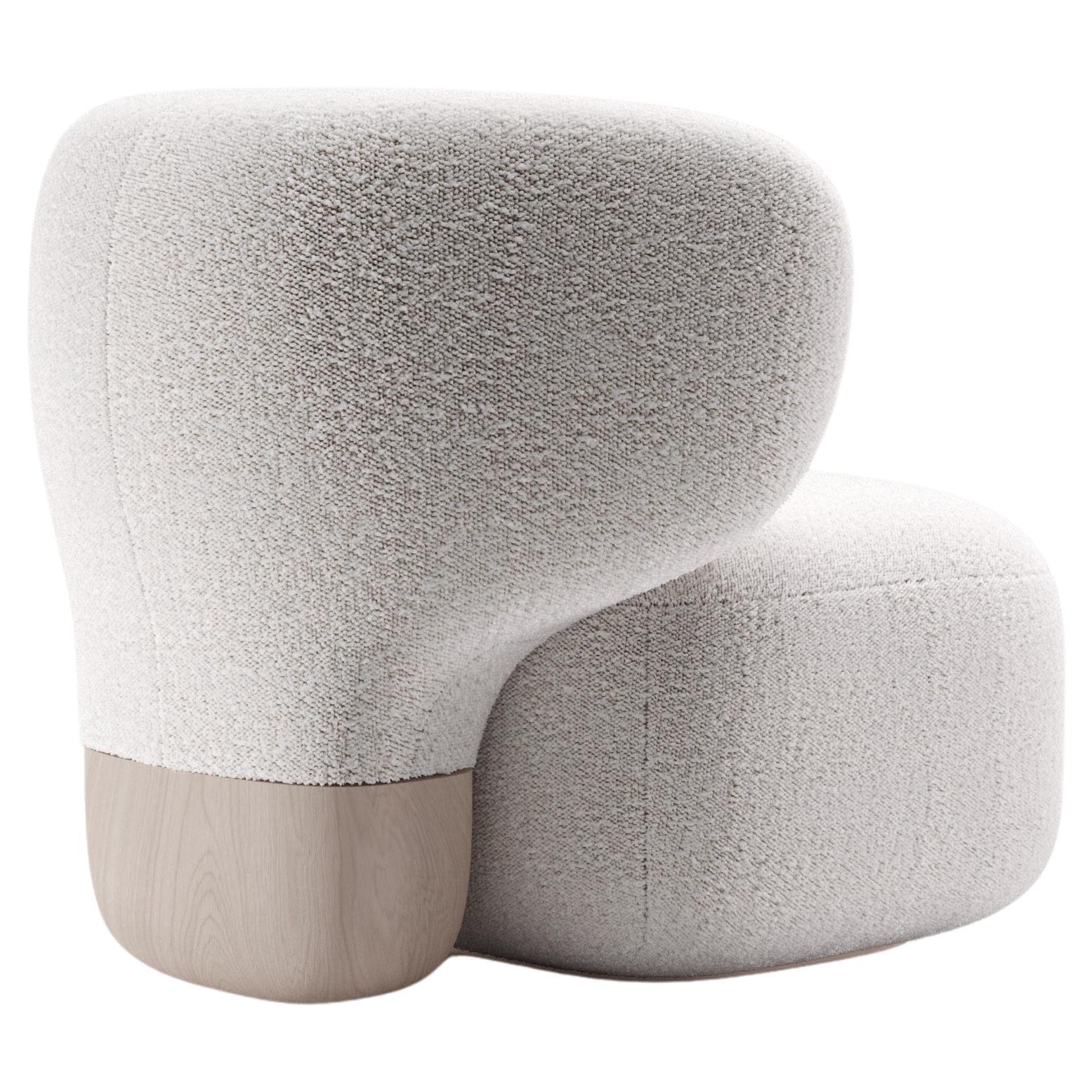 ASAWA Sculptural Contemporary Armchair in Fabric and solid wood For Sale